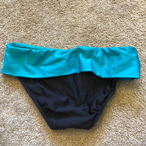 NEW NWT NEXT BY ATHENA Black Turquoise Blue Banded Retro Bikini Bottom Small S - Picture 9 of 9